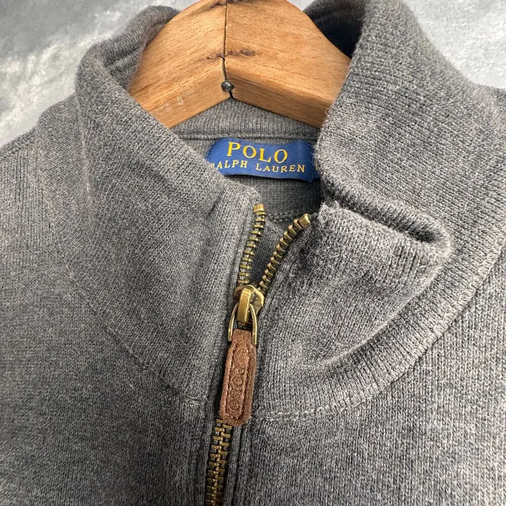 Polo Ralph Lauren Men’s Gray Full Zip Heavy‎ Cotton Vest Zip Pockets Size XL